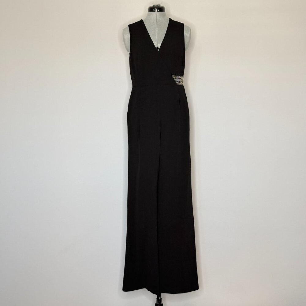 Calvin Klein Black Embellished V-Neck Jumpsuit